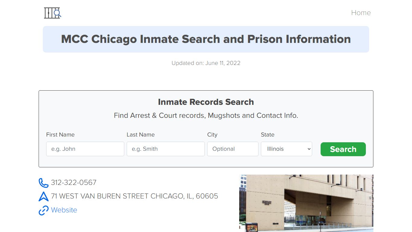 MCC Chicago Inmate Search, Visitation, Phone no. & Mailing ...