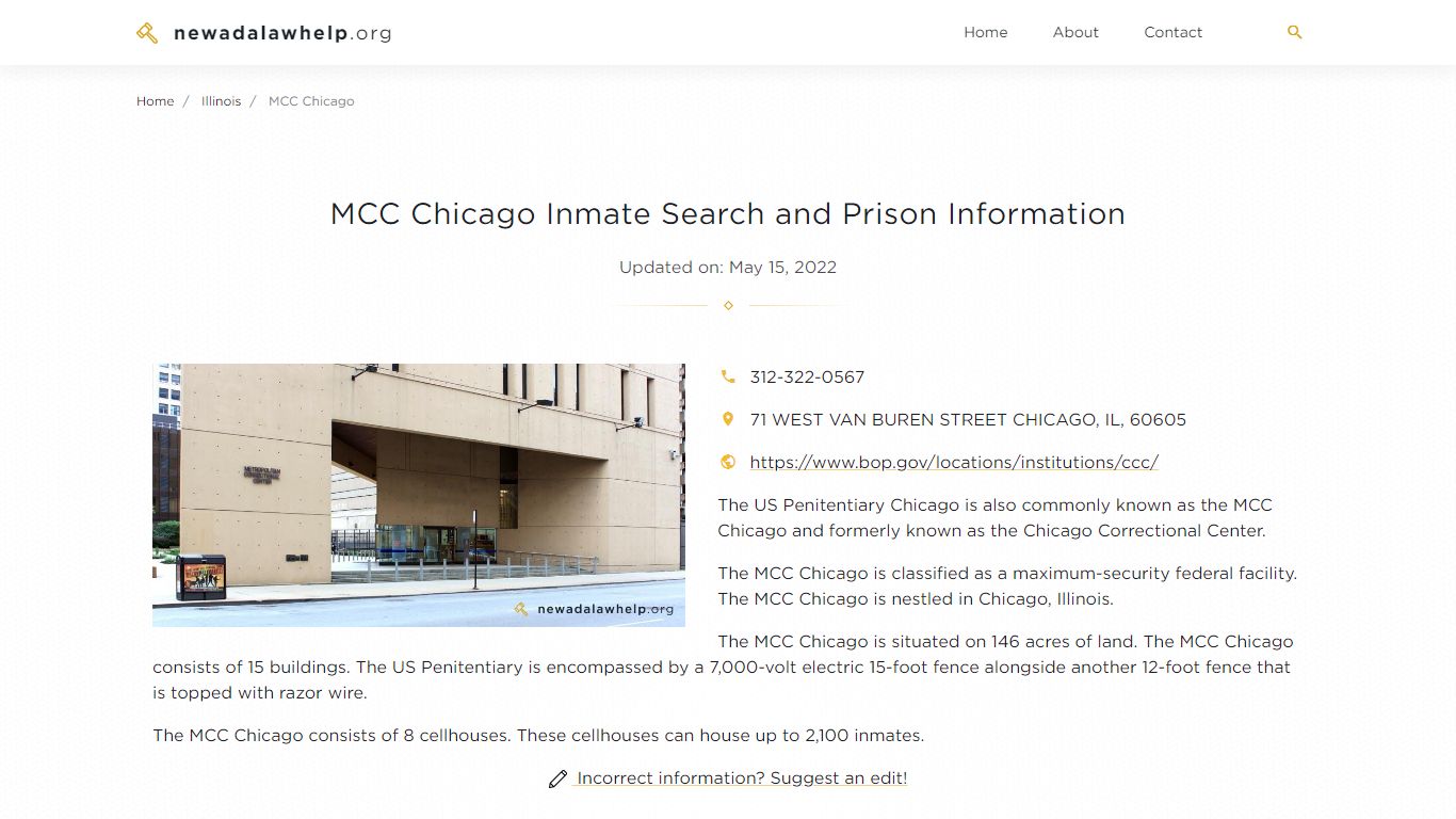 MCC Chicago Inmate Search, Visitation, Phone no. & Mailing ...